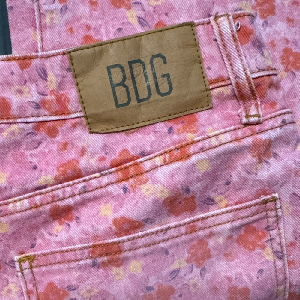 BDG Pink Floral High Rise Flare Jeans - Picture 8 of 8
